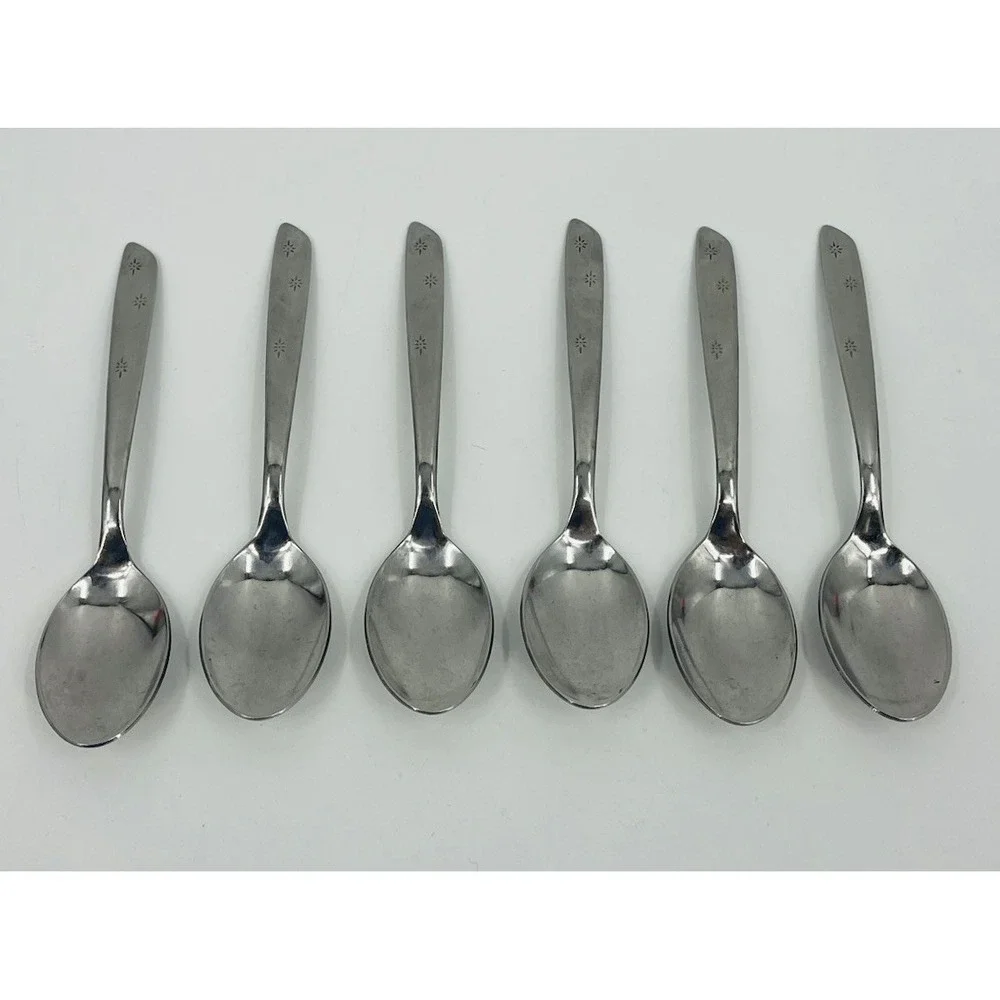 Set Of 6 Vintage Superior Stainless Atomic Night Sky Teaspoons MCM USA